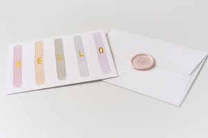 Hello – Watercolor Stripes – Foil Pressed Greeting Card - Modern Legacy Paper Company