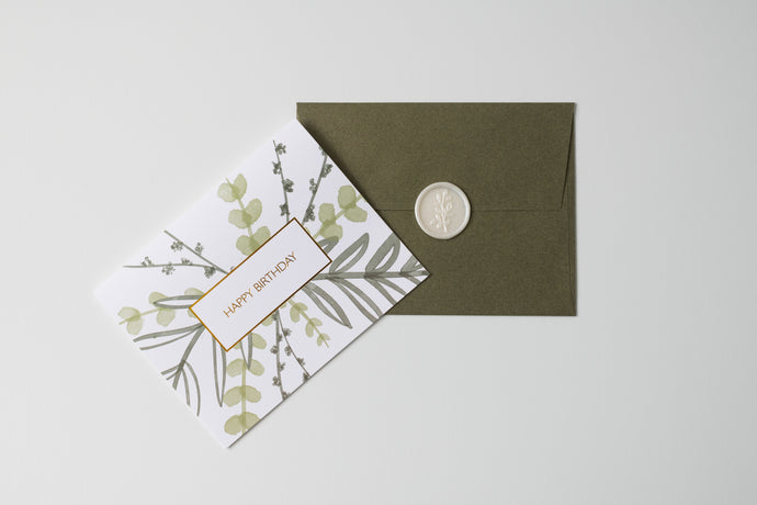 Happy Birthday – Greenery – Foil Pressed Greeting Card