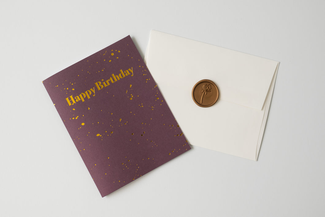 Happy Birthday – Splatter Paint – Foil Pressed Greeting Card