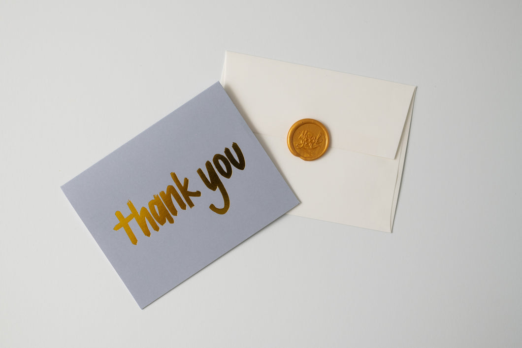 Thank You – Light Blue – Foil Pressed Greeting Card - Modern Legacy Paper Company