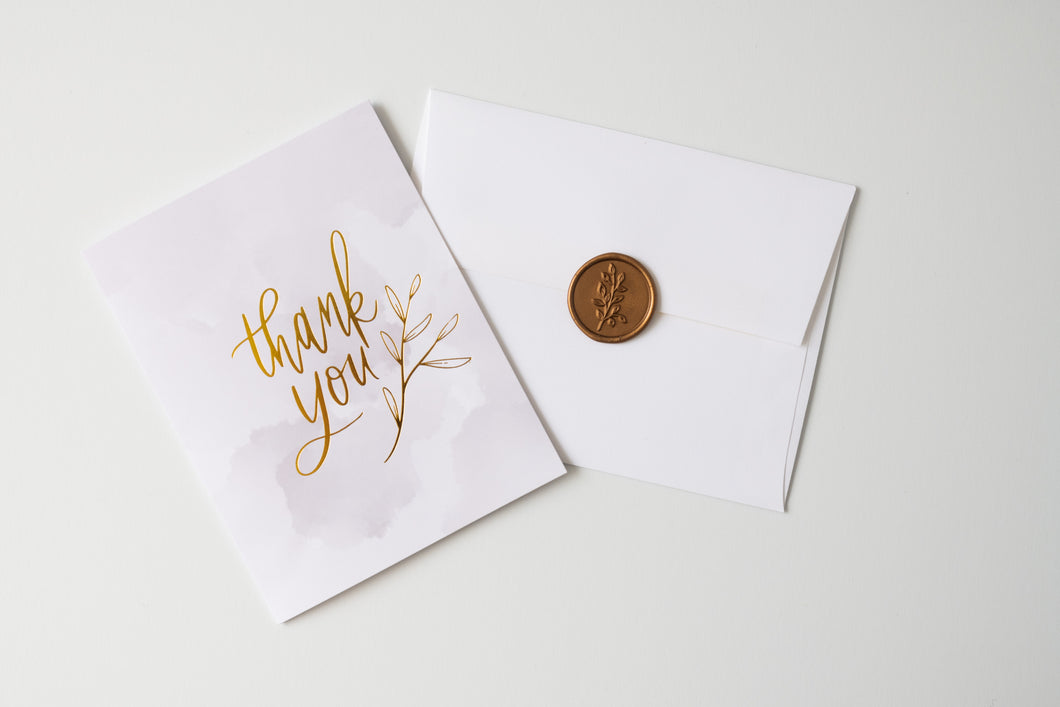 Thank You – Gray Watercolor – Foil Pressed Greeting Card - Modern Legacy Paper Company