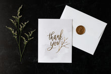 Load image into Gallery viewer, Thank You – Gray Watercolor – Foil Pressed Greeting Card - Modern Legacy Paper Company