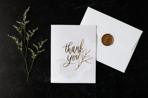 Thank You – Gray Watercolor – Foil Pressed Greeting Card - Modern Legacy Paper Company